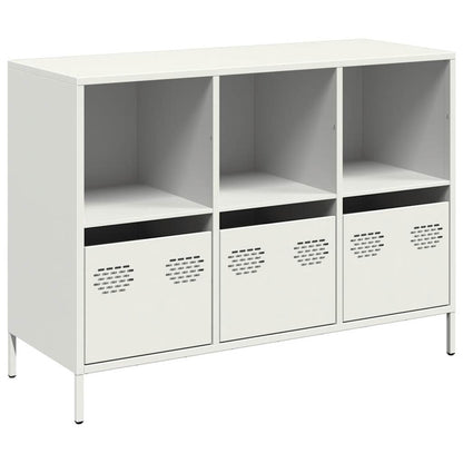 Credenza Bianca 101,5x39x73,5 cm in Acciaio Laminato a Freddo