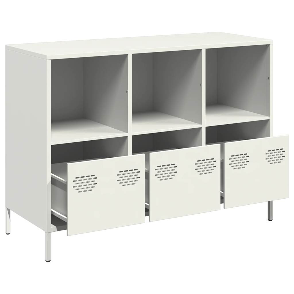 Credenza Bianca 101,5x39x73,5 cm in Acciaio Laminato a Freddo
