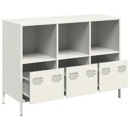 Credenza Bianca 101,5x39x73,5 cm in Acciaio Laminato a Freddo