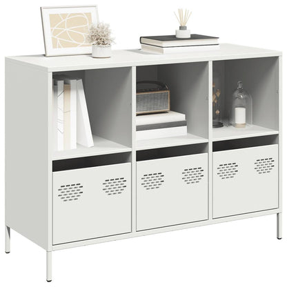 Credenza Bianca 101,5x39x73,5 cm in Acciaio Laminato a Freddo