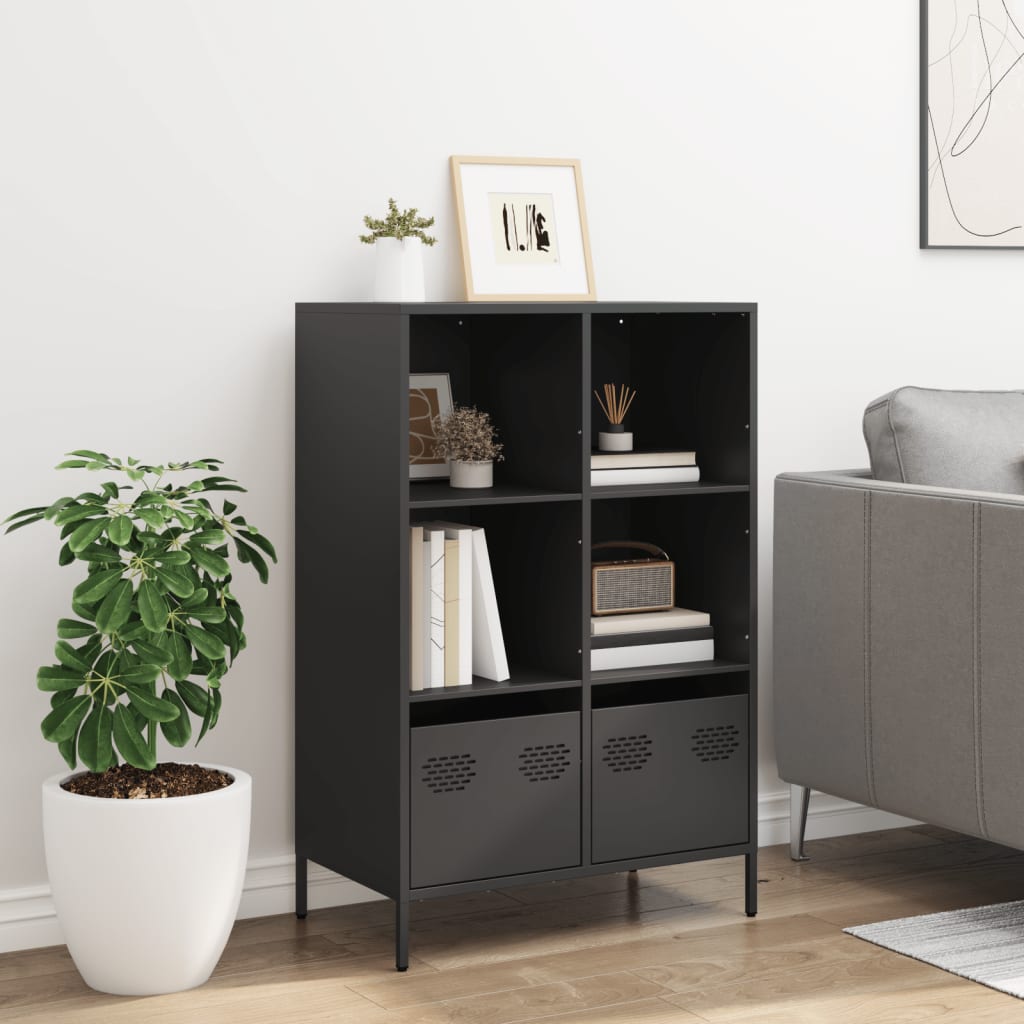 Credenza Nera 68x39x103,5 cm in Acciaio