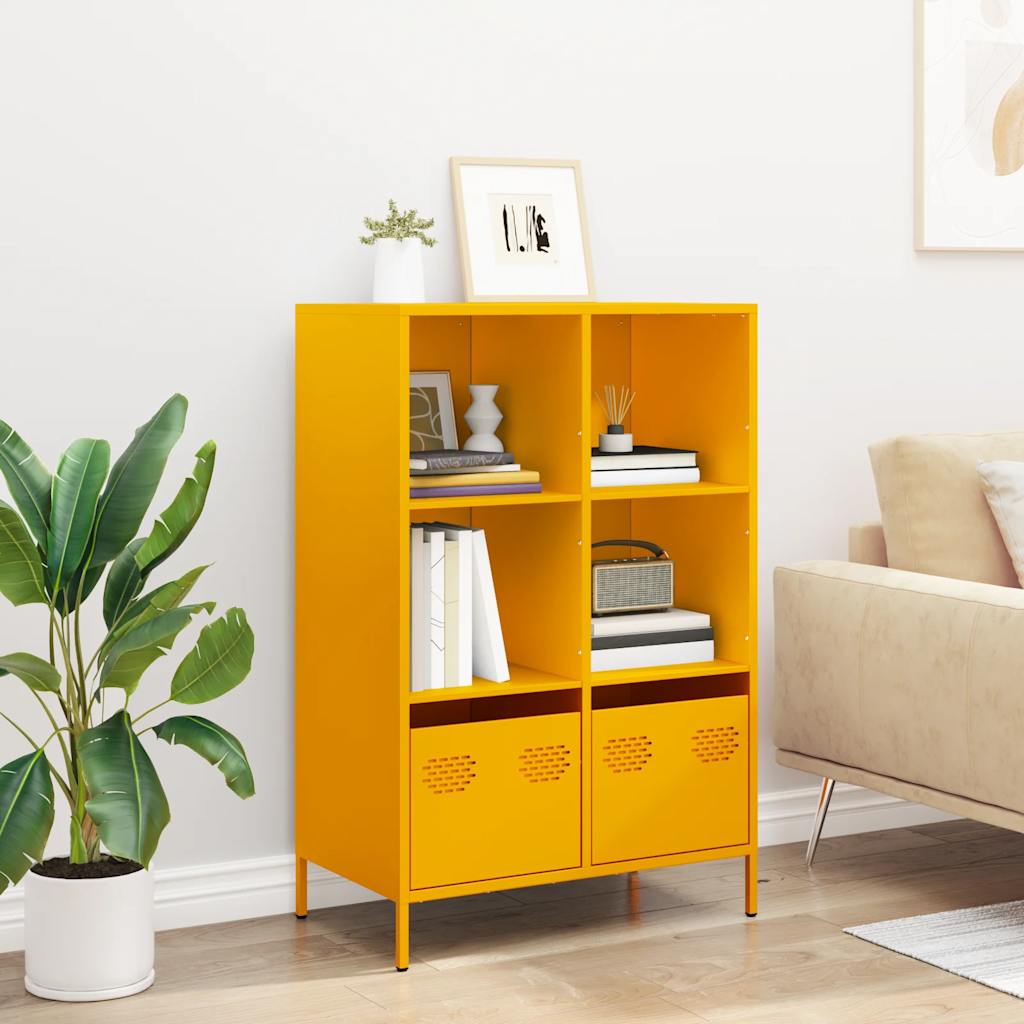 Credenza Giallo Senape 68x39x103,5 cm in Acciaio