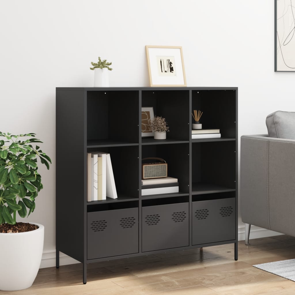 Credenza Nera 101,5x39x103,5 cm in Acciaio