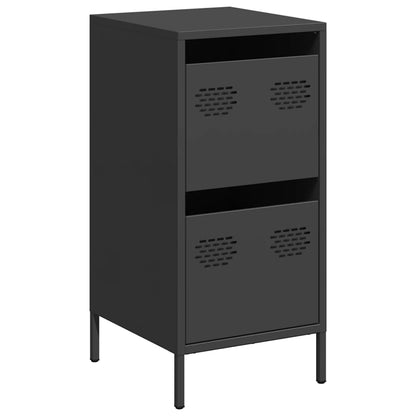 Credenza Nera 35x39x73,5 cm in Acciaio Laminato a Freddo