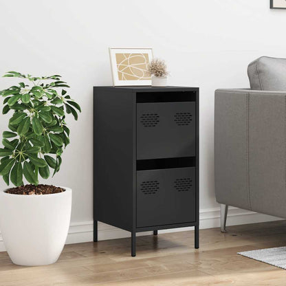 Credenza Nera 35x39x73,5 cm in Acciaio Laminato a Freddo