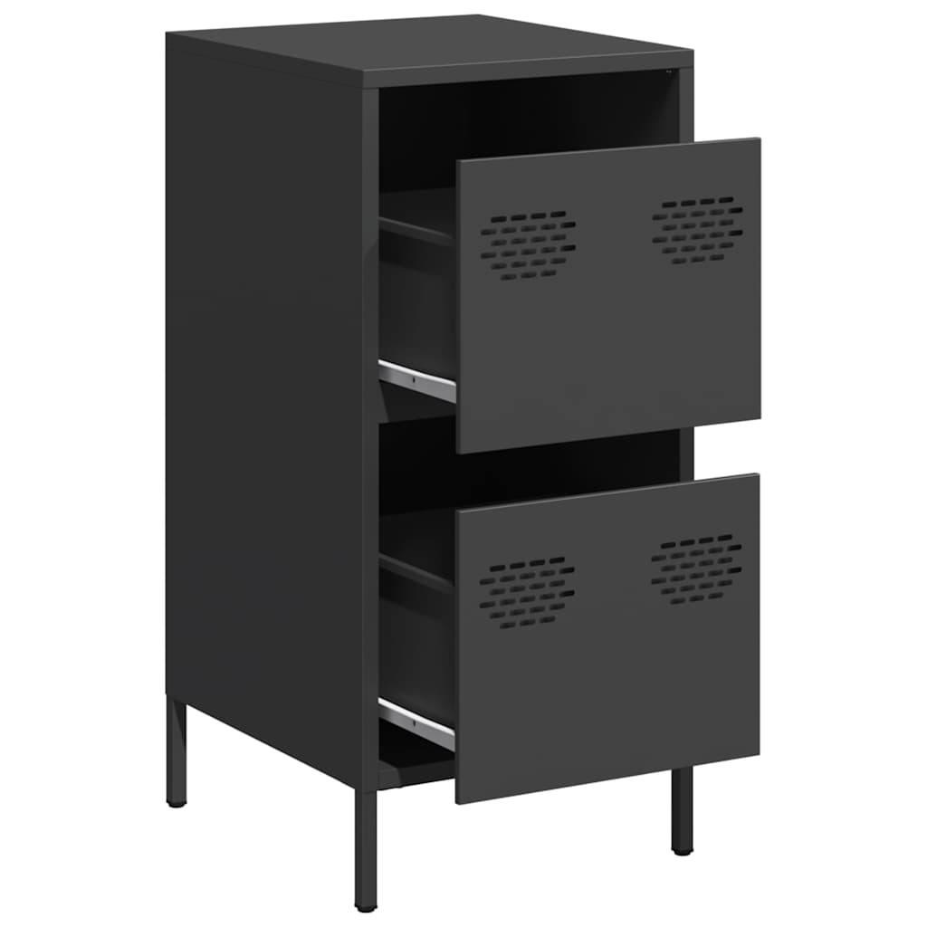 Credenza Nera 35x39x73,5 cm in Acciaio Laminato a Freddo