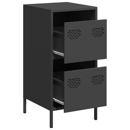 Credenza Nera 35x39x73,5 cm in Acciaio Laminato a Freddo