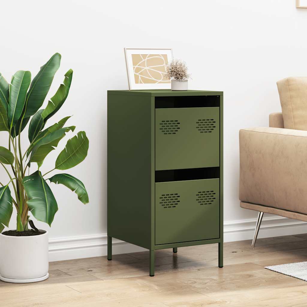 Credenza Verde Oliva 35x39x73,5 cm in Acciaio Laminato a Freddo