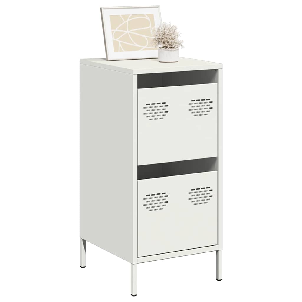 Credenza Bianca 35x39x73,5 cm in Acciaio Laminato a Freddo