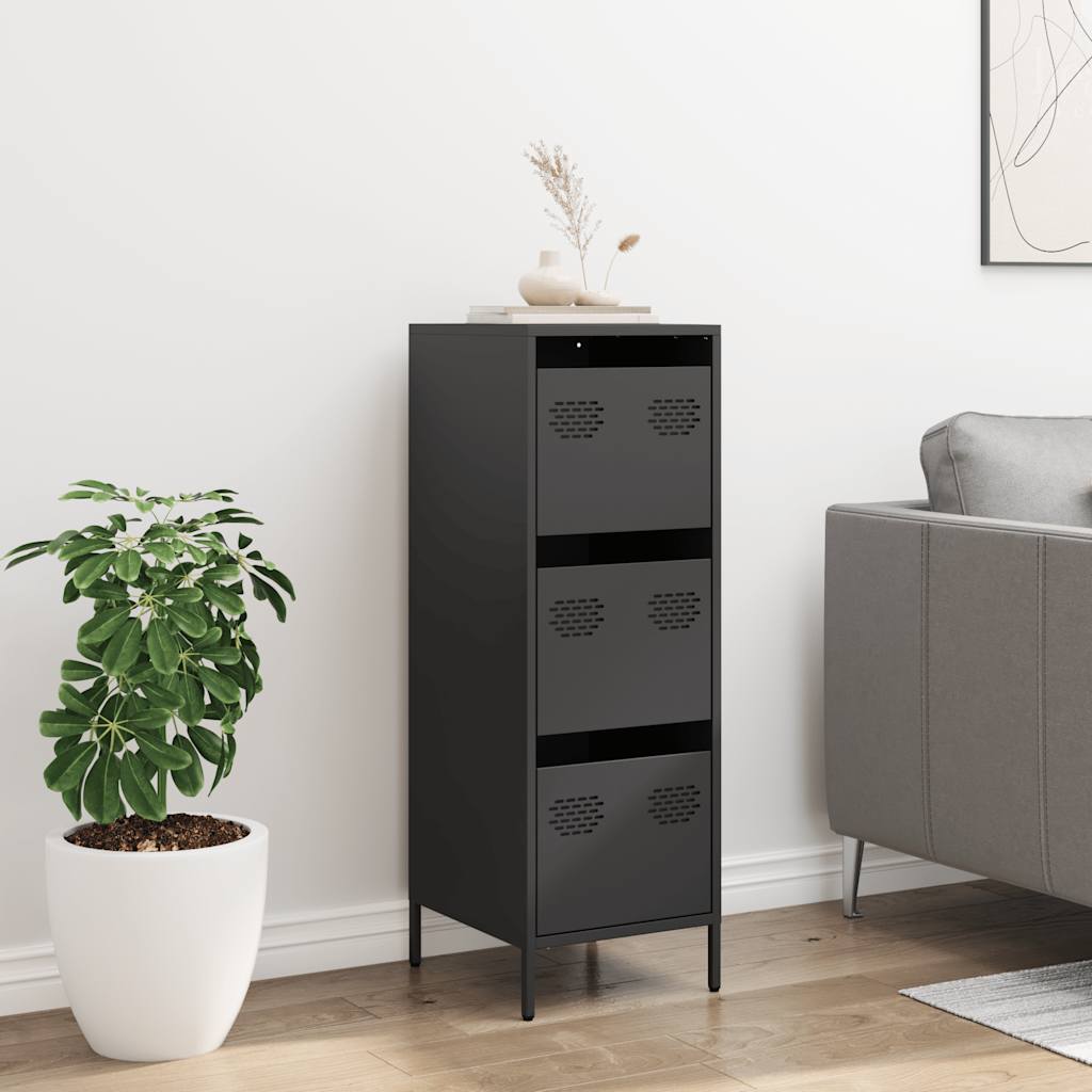 Credenza Nera 39x35x103,5 cm in Acciaio