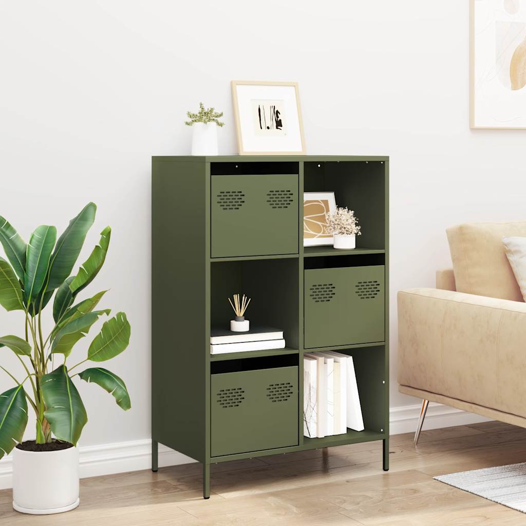Credenza Verde Oliva 68x39x103,5 cm in Acciaio