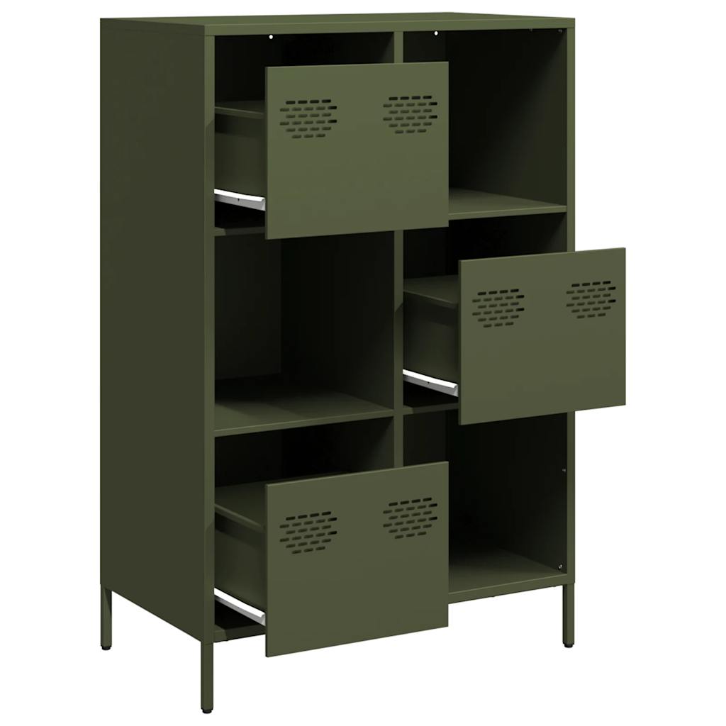 Credenza Verde Oliva 68x39x103,5 cm in Acciaio