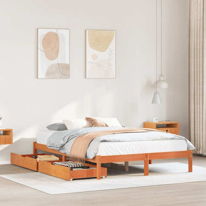 Letto senza Materasso Marrone Cera 160x200 cm in Legno di Pino