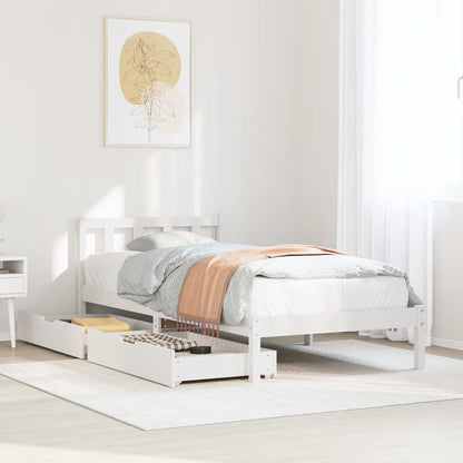 Letto senza Materasso Bianco 90x190 cm in Legno Massello Pino