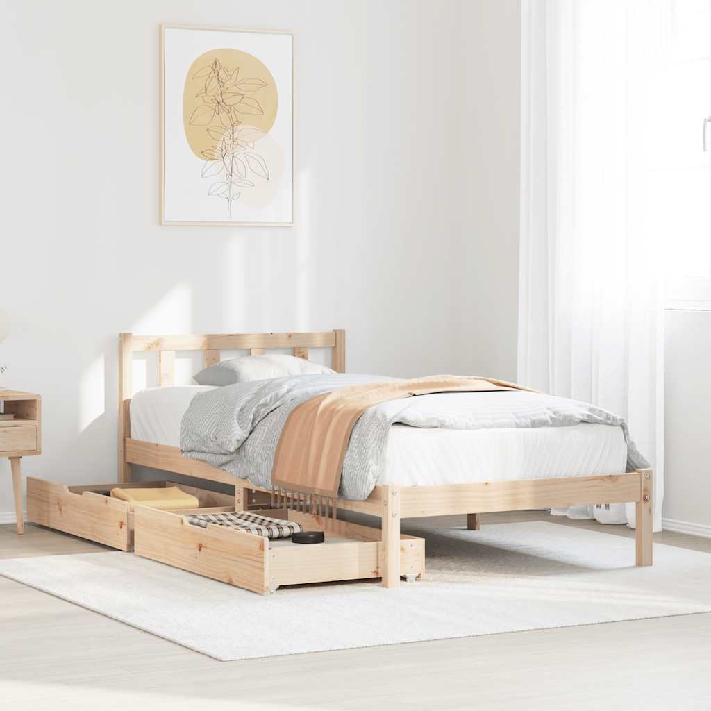 Letto senza Materasso 90x200 cm in Legno Massello di Pino