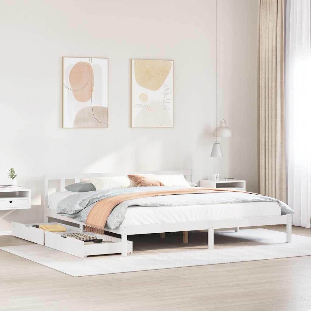 Letto senza Materasso Bianco 180x200 cm Legno Massello di Pino
