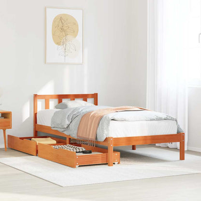 Letto senza Materasso Marrone Cera 100x200 cm in Legno di Pino