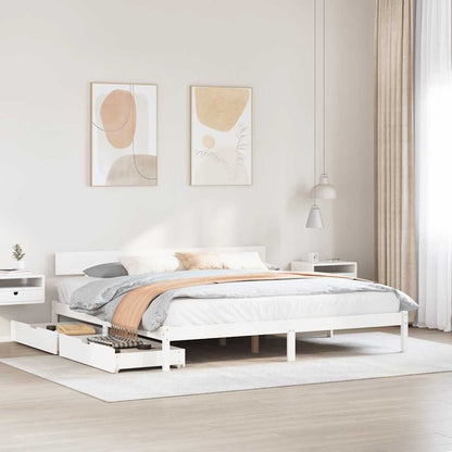 Giroletto senza Materasso Bianco 200x200 cm Legno Massello Pino