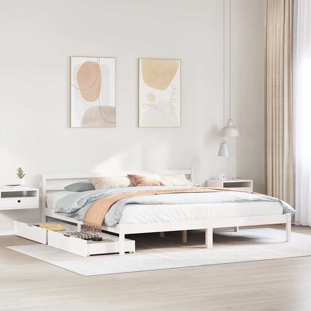 Letto senza Materasso Bianco 180x200 cm Legno Massello di Pino