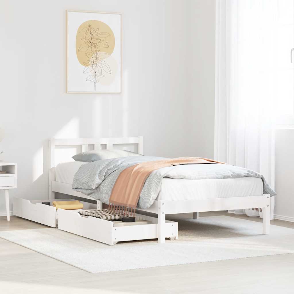 Letto senza Materasso Bianco 90x200 cm Legno Massello di Pino