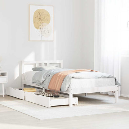 Letto senza Materasso Bianco 90x200 cm Legno Massello di Pino