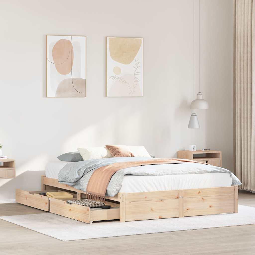 Letto senza Materasso 140x190 cm in Legno Massello di Pino