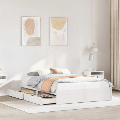 Letto senza Materasso Bianco 150x200 cm Legno Massello di Pino