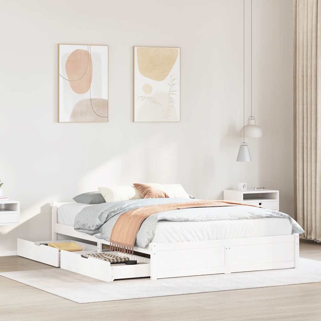 Letto senza Materasso Bianco 120x190 cm Legno Massello di Pino
