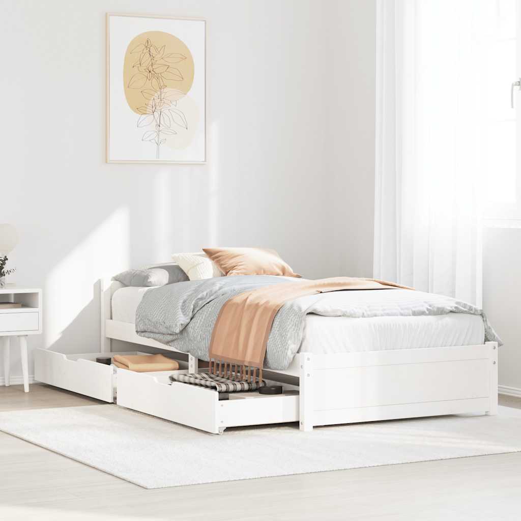 Letto senza Materasso Bianco 90x200 cm Legno Massello di Pino