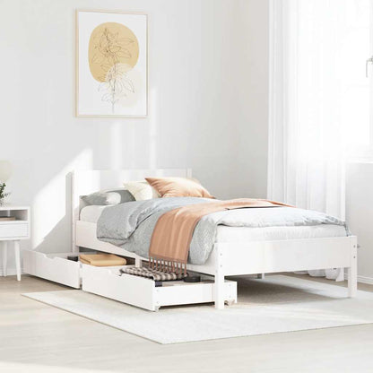 Letto senza Materasso Bianco 75x190 in Legno Massello di Pino