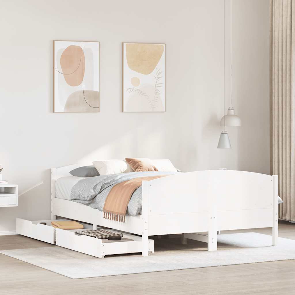 Letto senza Materasso Bianco 150x200 cm Legno Massello di Pino
