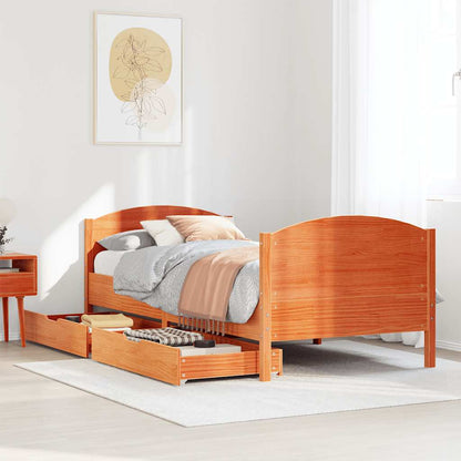 Letto senza Materasso Marrone Cera 100x200 cm in Legno di Pino