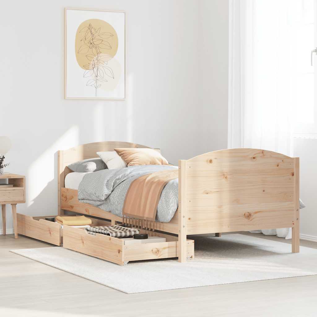 Letto senza Materasso 75x190 cm in Legno Massello Pino