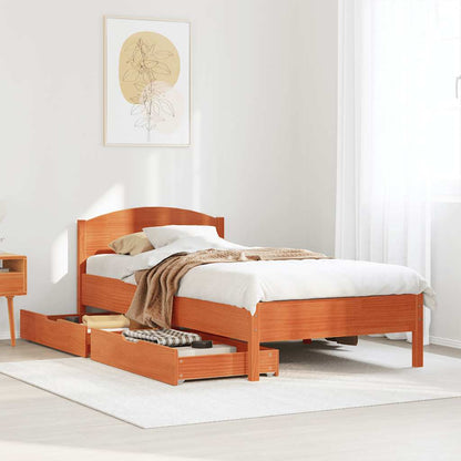 Letto senza Materasso Marrone Cera 90x190 cm in Legno di Pino