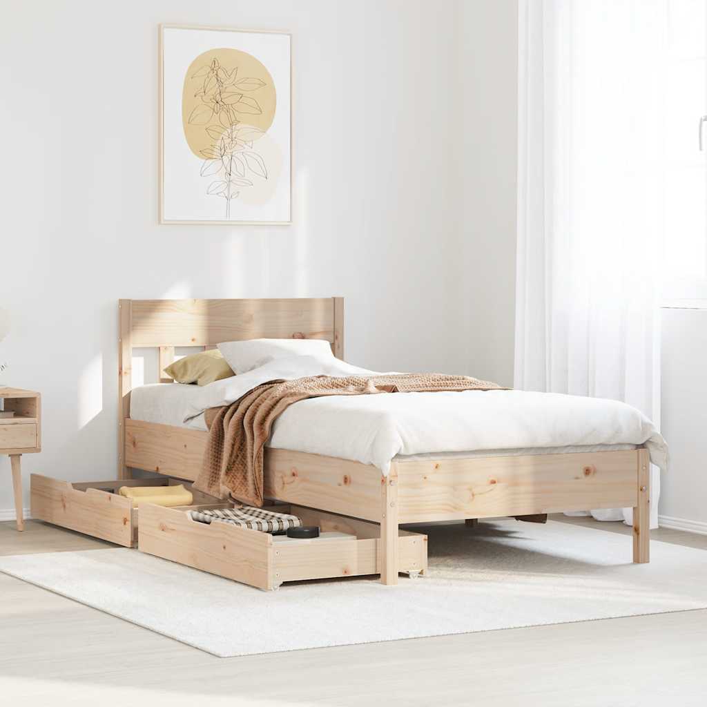 Giroletto senza Materasso 100x200 cm in Legno Massello di Pino
