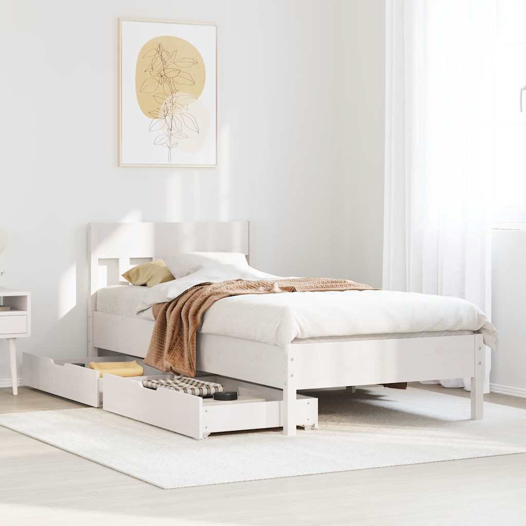 Letto senza Materasso Bianco 90x200 cm Legno Massello di Pino