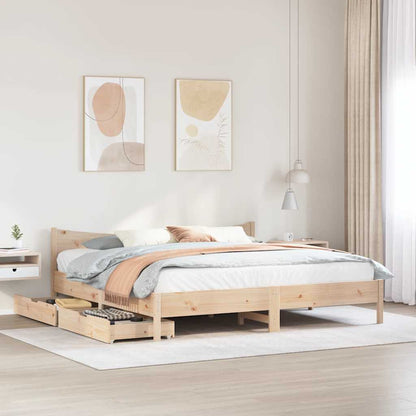 Giroletto con Cassetti 180x200 cm in Legno Massello di Pino