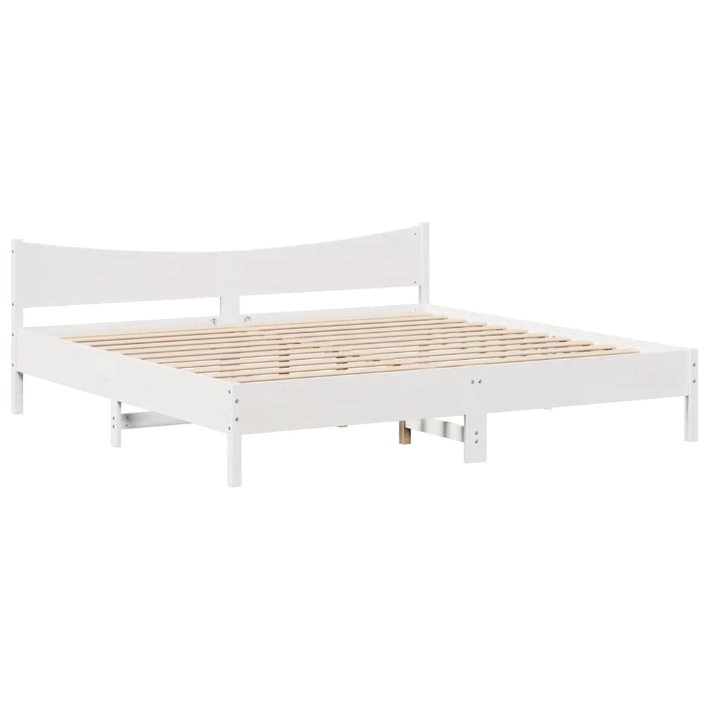 Giroletto con Cassetti Bianco 180x200 cm Legno Massello di Pino