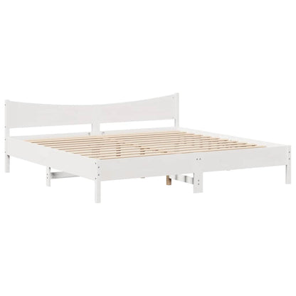 Giroletto con Cassetti Bianco 180x200 cm Legno Massello di Pino