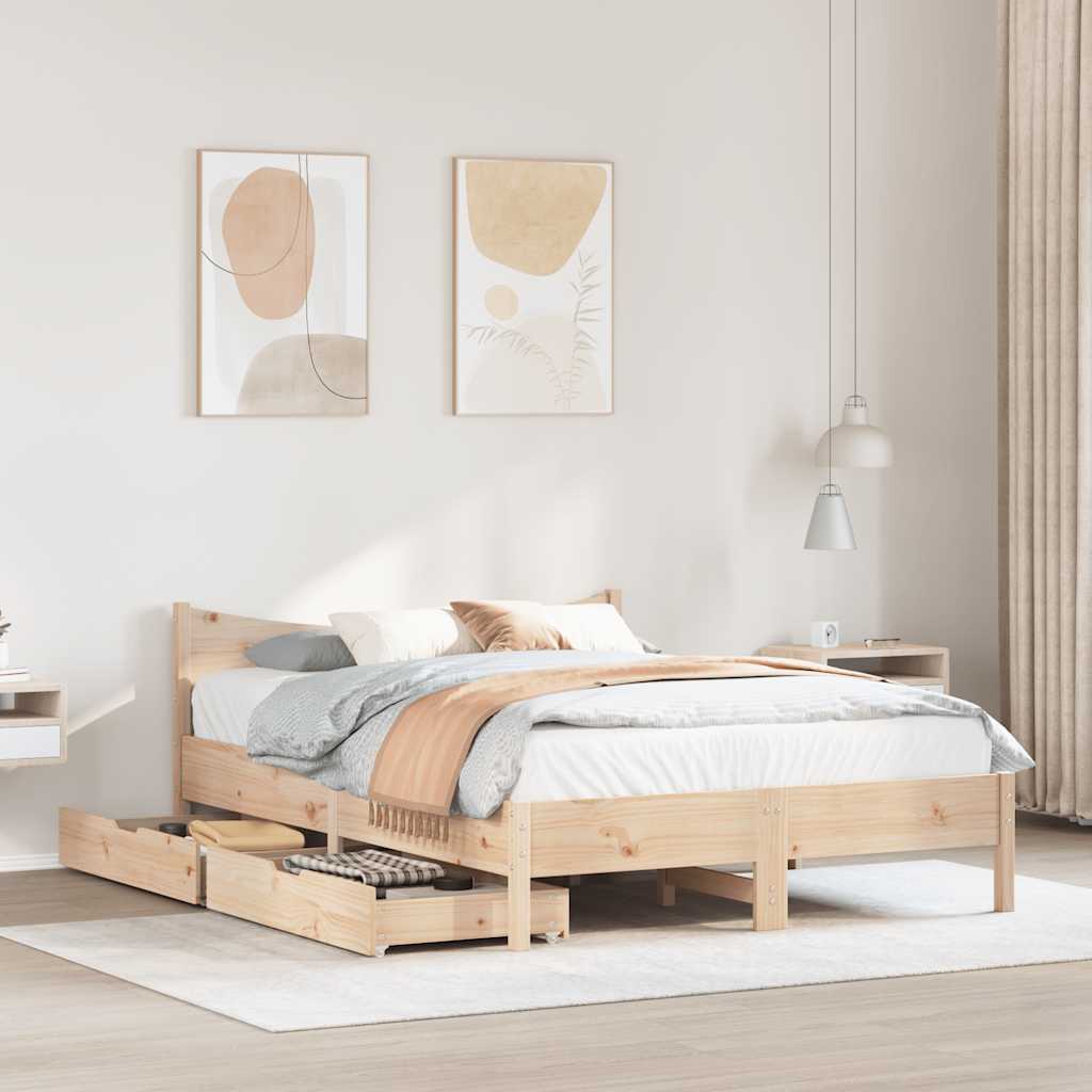 Giroletto con Cassetti 140x200 cm in Legno Massello di Pino