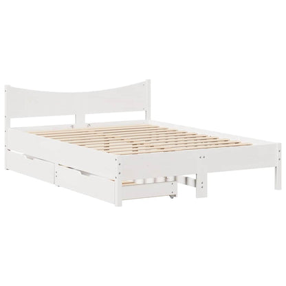 Giroletto con Cassetti Bianco 120x200 cm Legno Massello di Pino