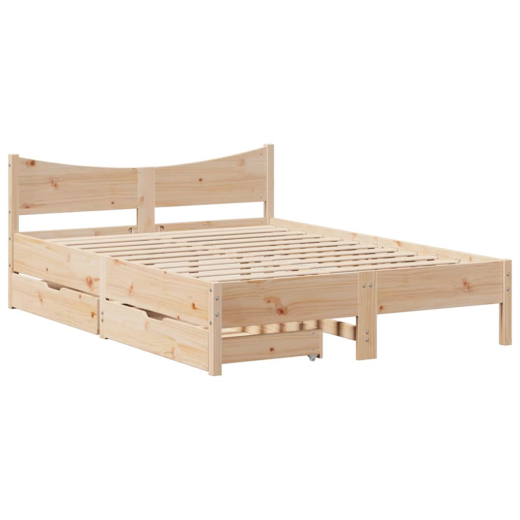 Giroletto con Cassetti 140x190 cm in Legno Massello di Pino