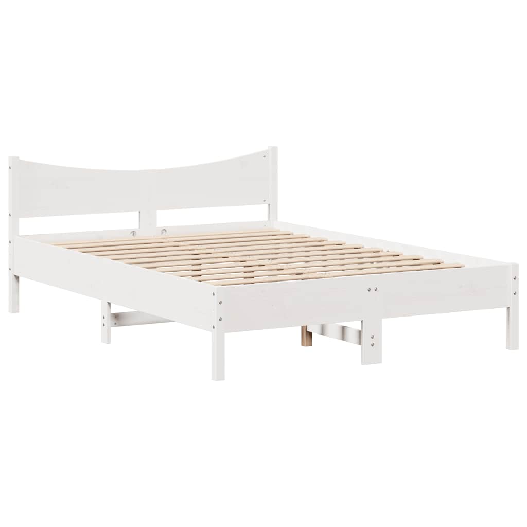 Giroletto con Cassetti Bianco 135x190 cm Legno Massello di Pino