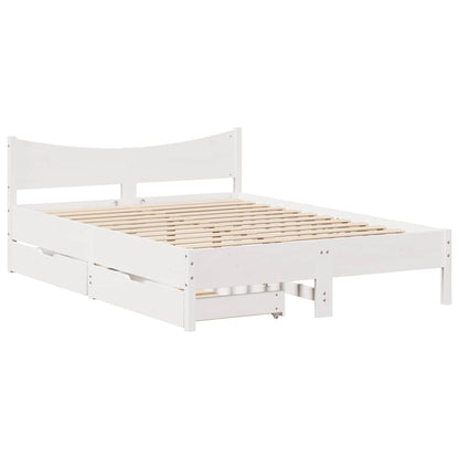 Giroletto con Cassetti Bianco 120x190 cm Legno Massello di Pino