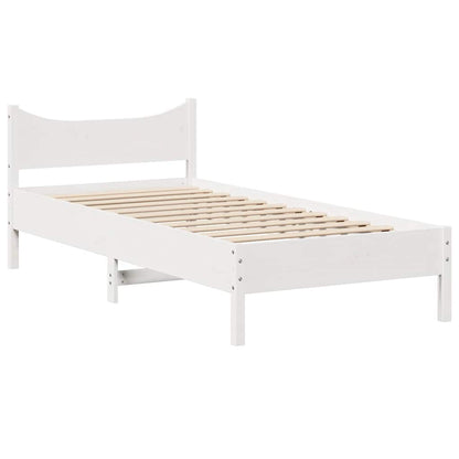 Giroletto con Cassetti Bianco 90x190 cm Legno Massello di Pino