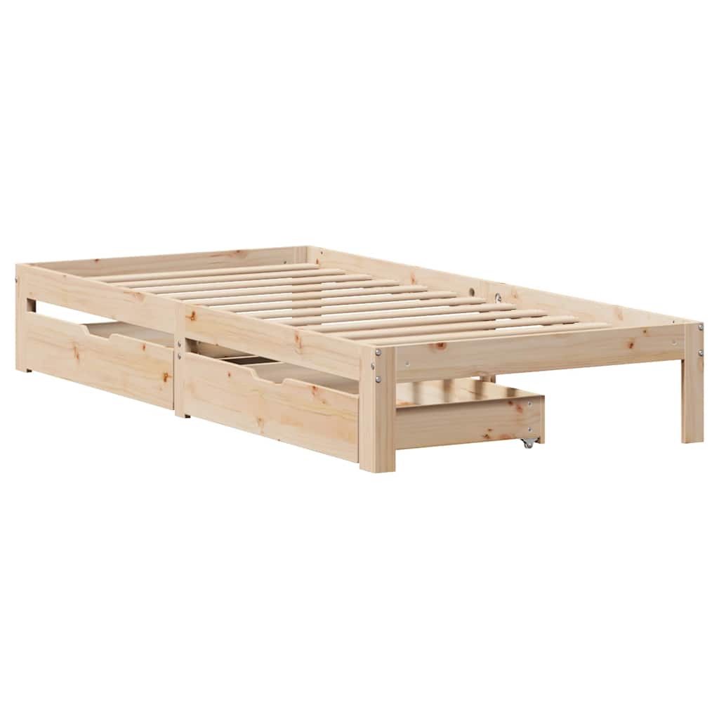Giroletto con Cassetti 90x200 cm in Legno Massello di Pino
