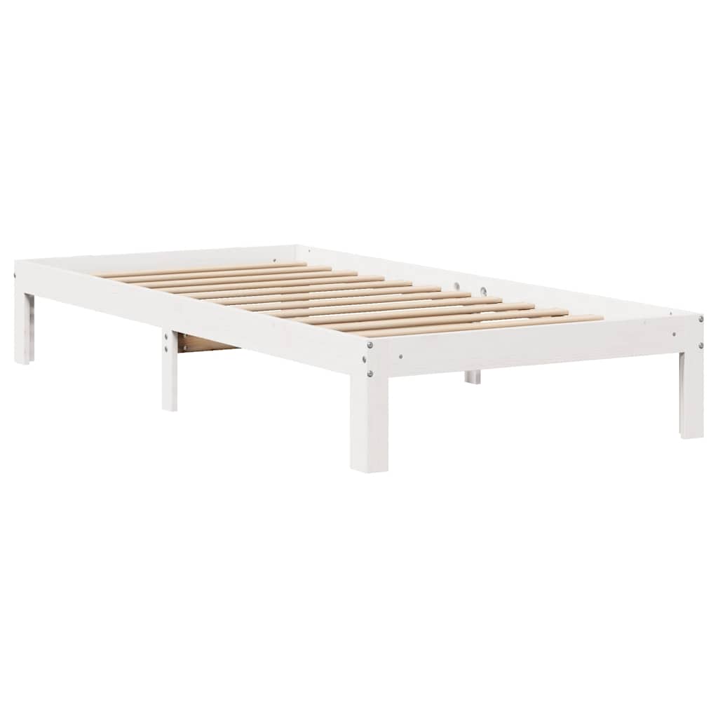 Giroletto con Cassetti Bianco 90x200 cm Legno Massello di Pino