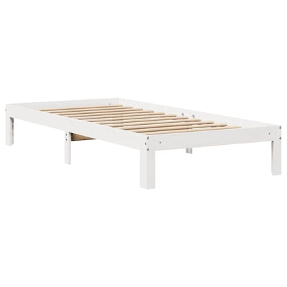 Giroletto con Cassetti Bianco 100x200 cm Legno Massello di Pino
