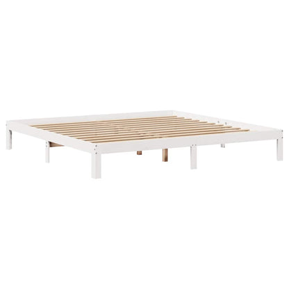 Giroletto con Cassetti Bianco 200x200 cm Legno Massello di Pino