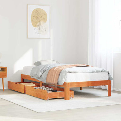 Giroletto Cassetti Marrone Cera 100x200 cm Legno Massello Pino